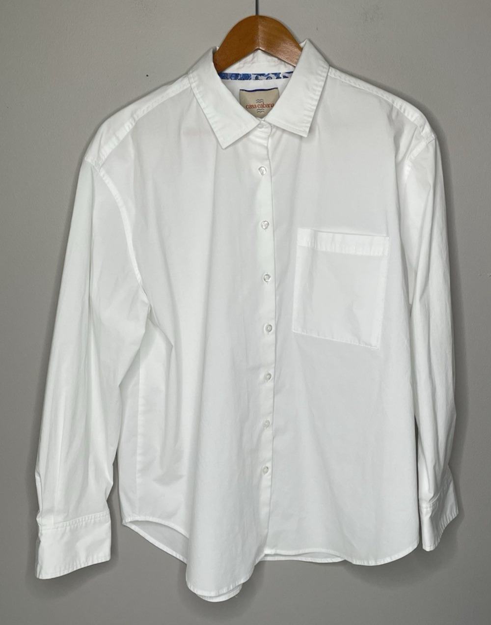 Casa Cabana Men's XL White Button Front Shirt Stretch Cotton Blend Long Sleeve